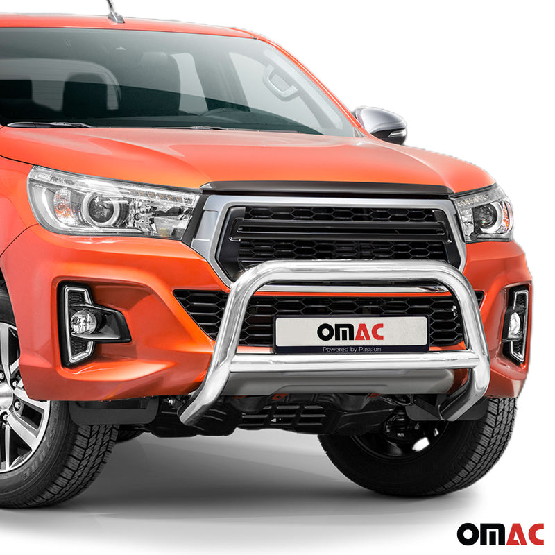 Pare-Buffle Avant Pour Toyota Hilux 2018-2020 Argent en Acier Inoxy