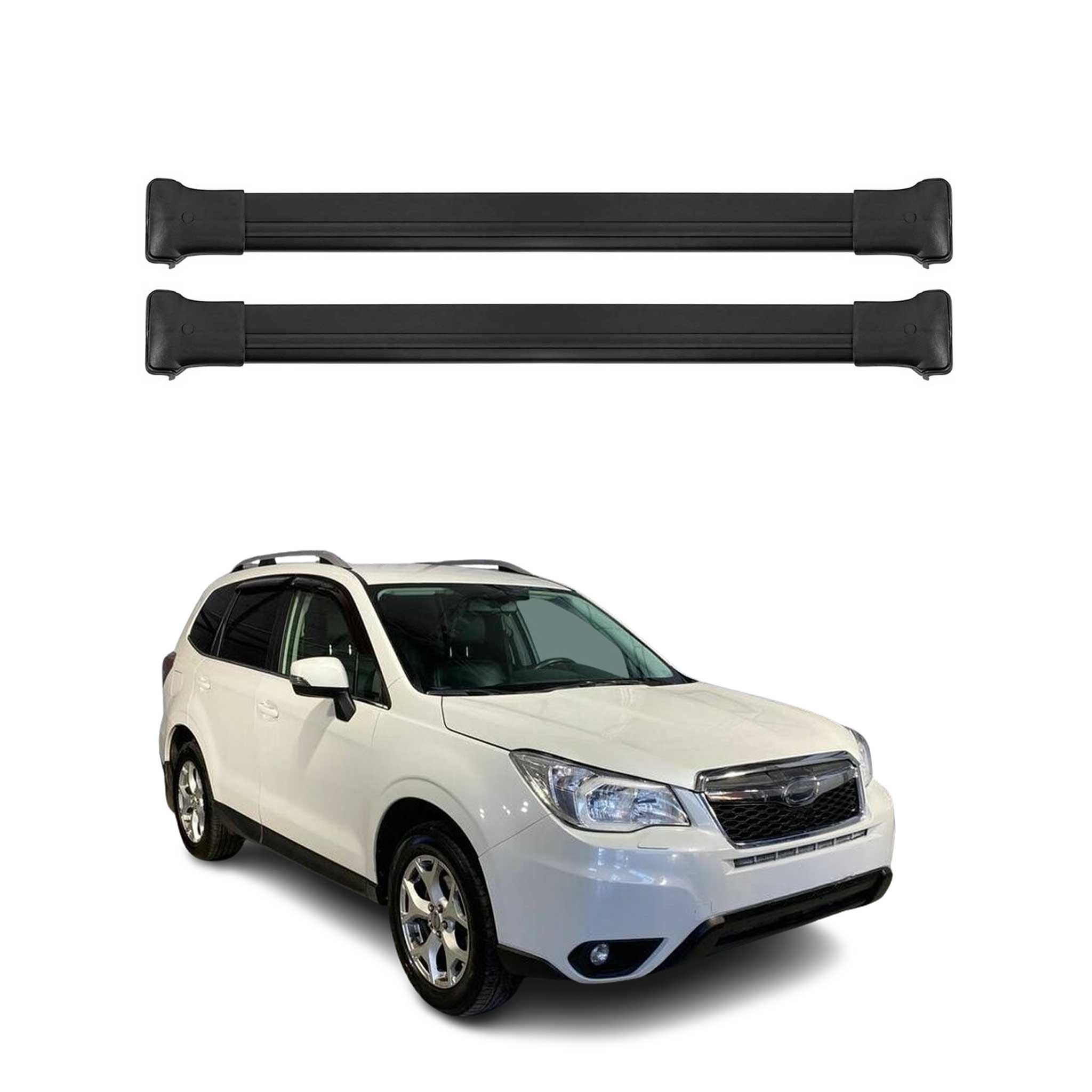 Barres de toit transversales pour Subaru Forester IV 2013-2018 Noir Aluminium