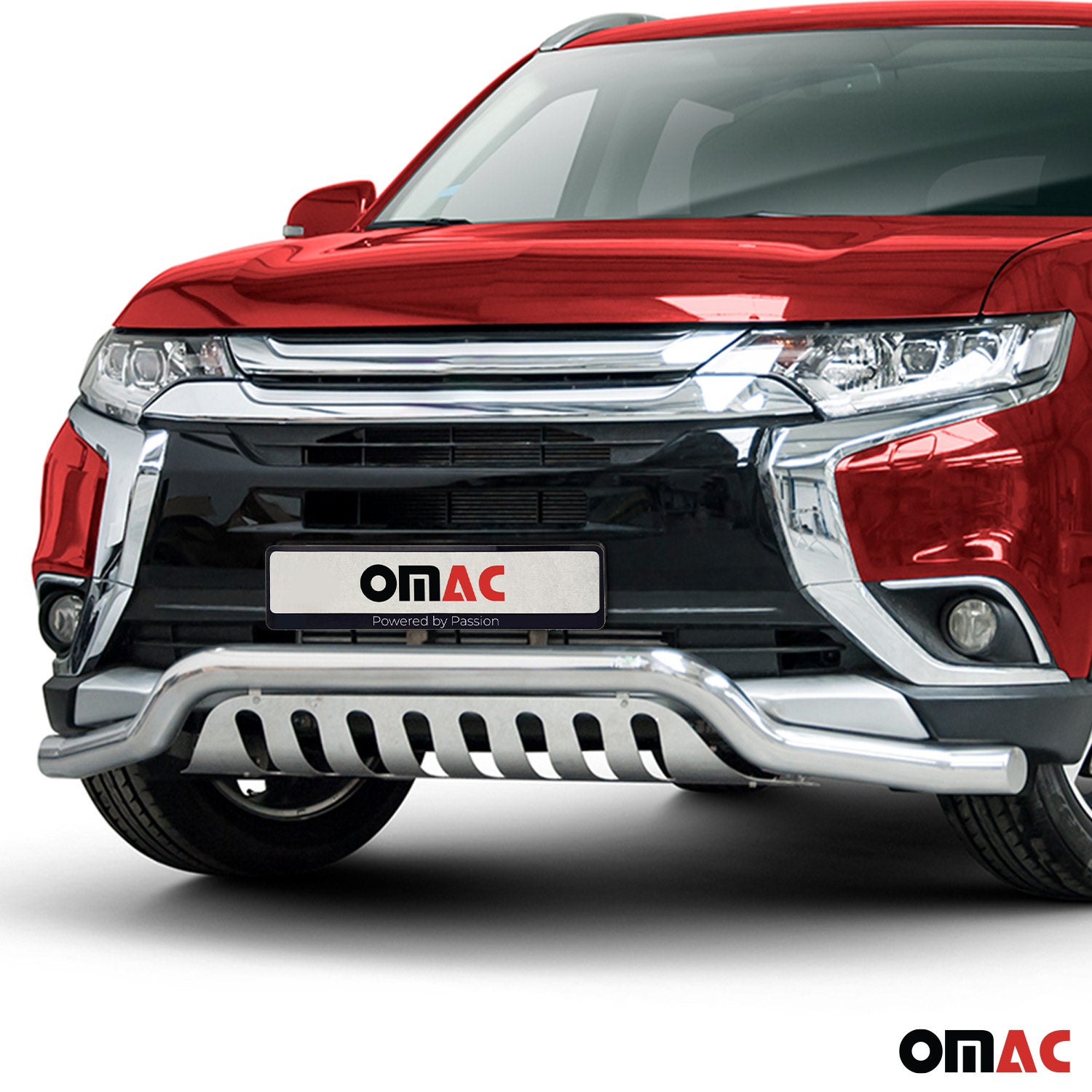 Pare-Buffle Avant Pour Mitsubishi Outlander III 2015-2018 Facelift Acier Argent