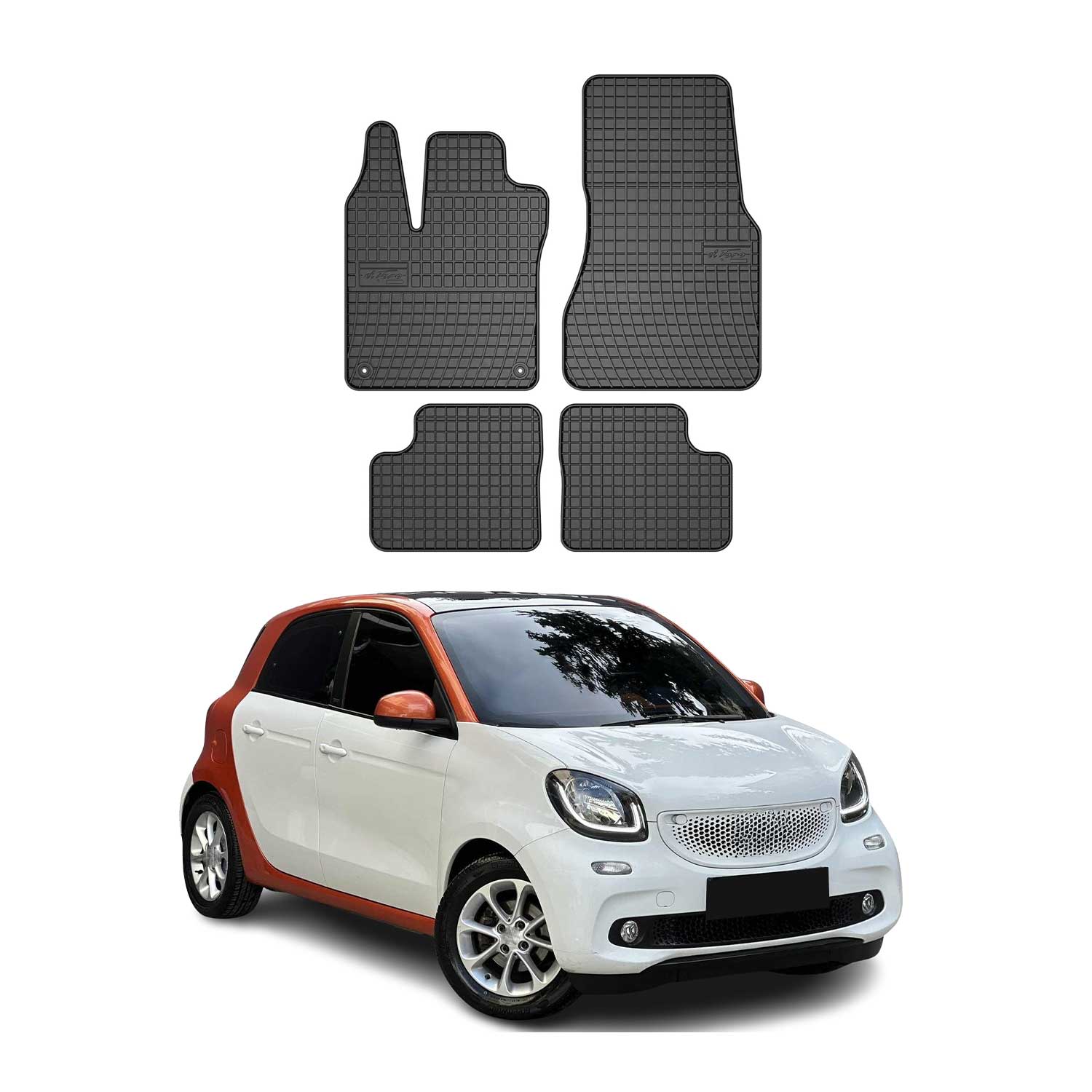 Tapis de Sol pour Smart Forfour 2014-2020 Caoutchouc Noir