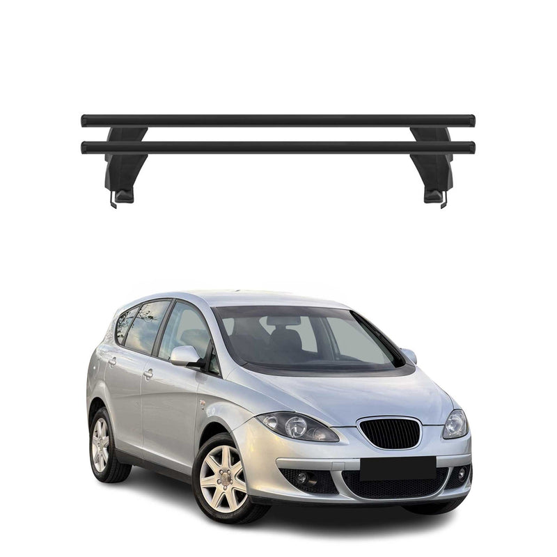 Menabo Barres de toit Transversales pour Seat Altea 2004-2009 Alu Noir ABE 2x
