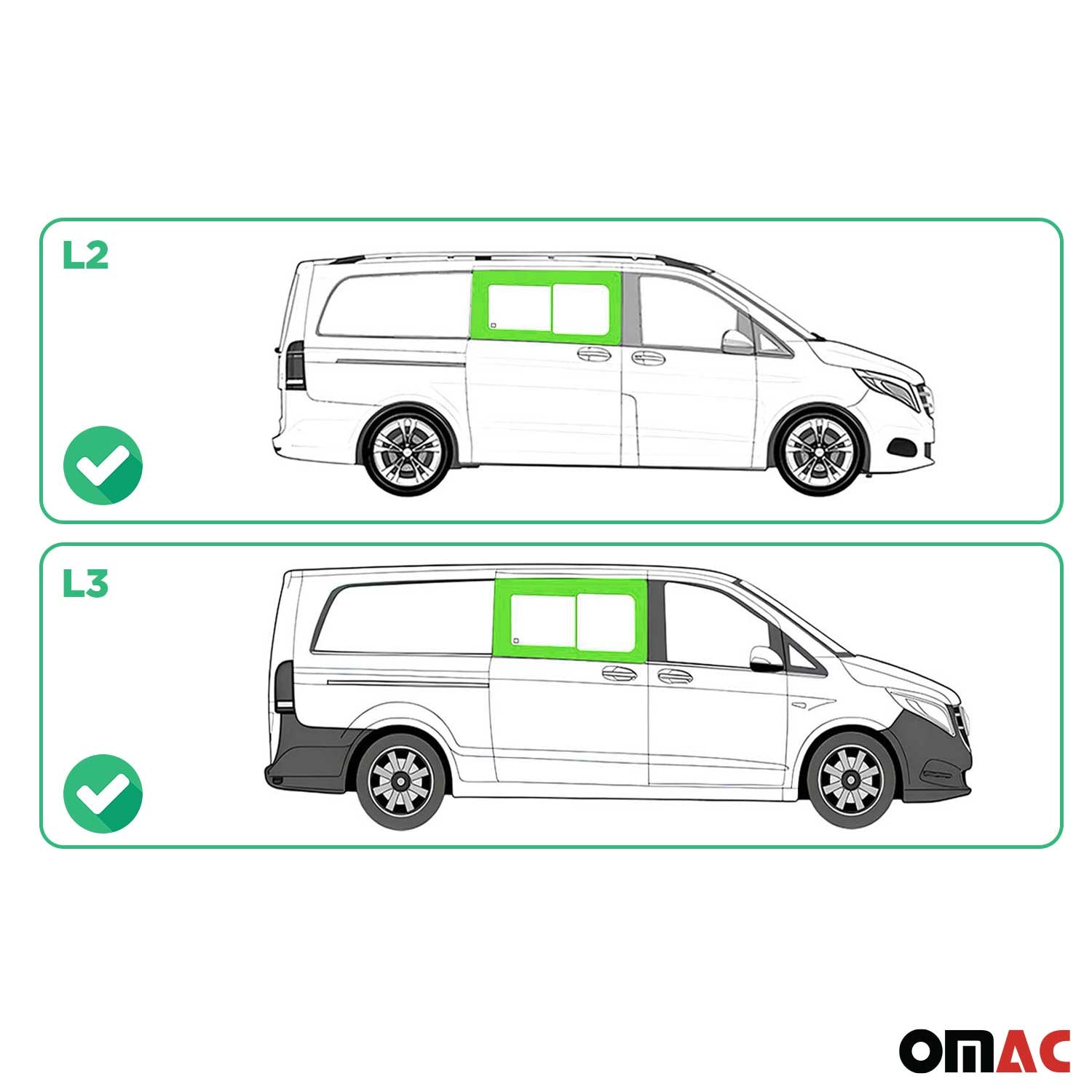 Vitre de Porte pour Mercedes Vito W447 2014-2026 L2 L3 Avant Droit Coulissante