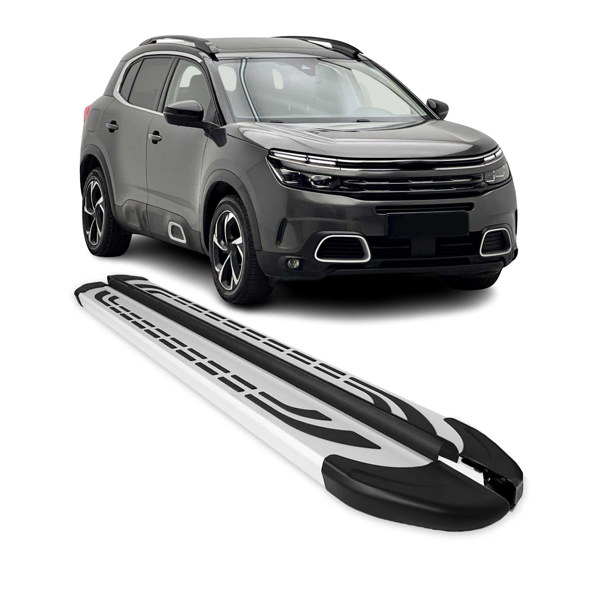 Marchepieds Latéraux pour Citroen C5 Aircross 2018-2025 Aluminium Gris 2Pcs