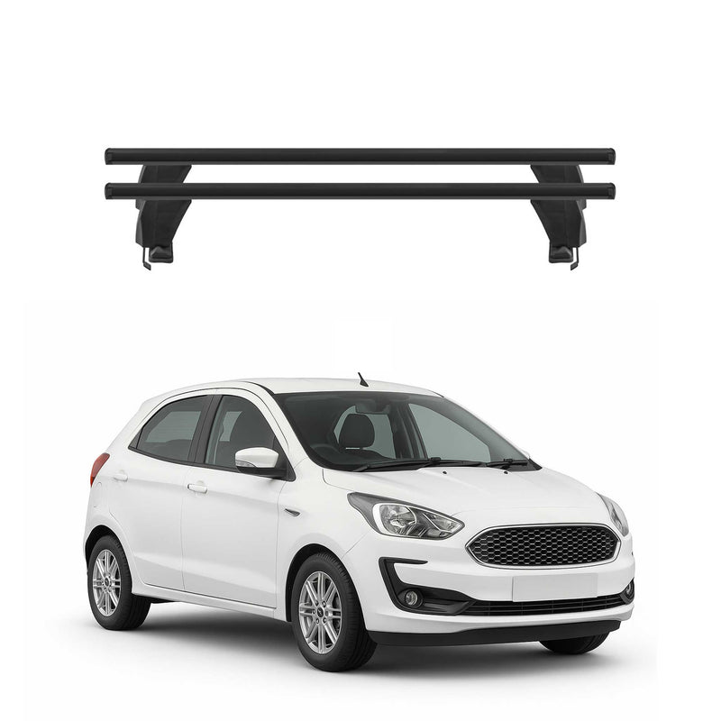 Menabo Barres de toit Transversales pour Ford Ka+ 2016-2024 Alu Noir ABE 2x