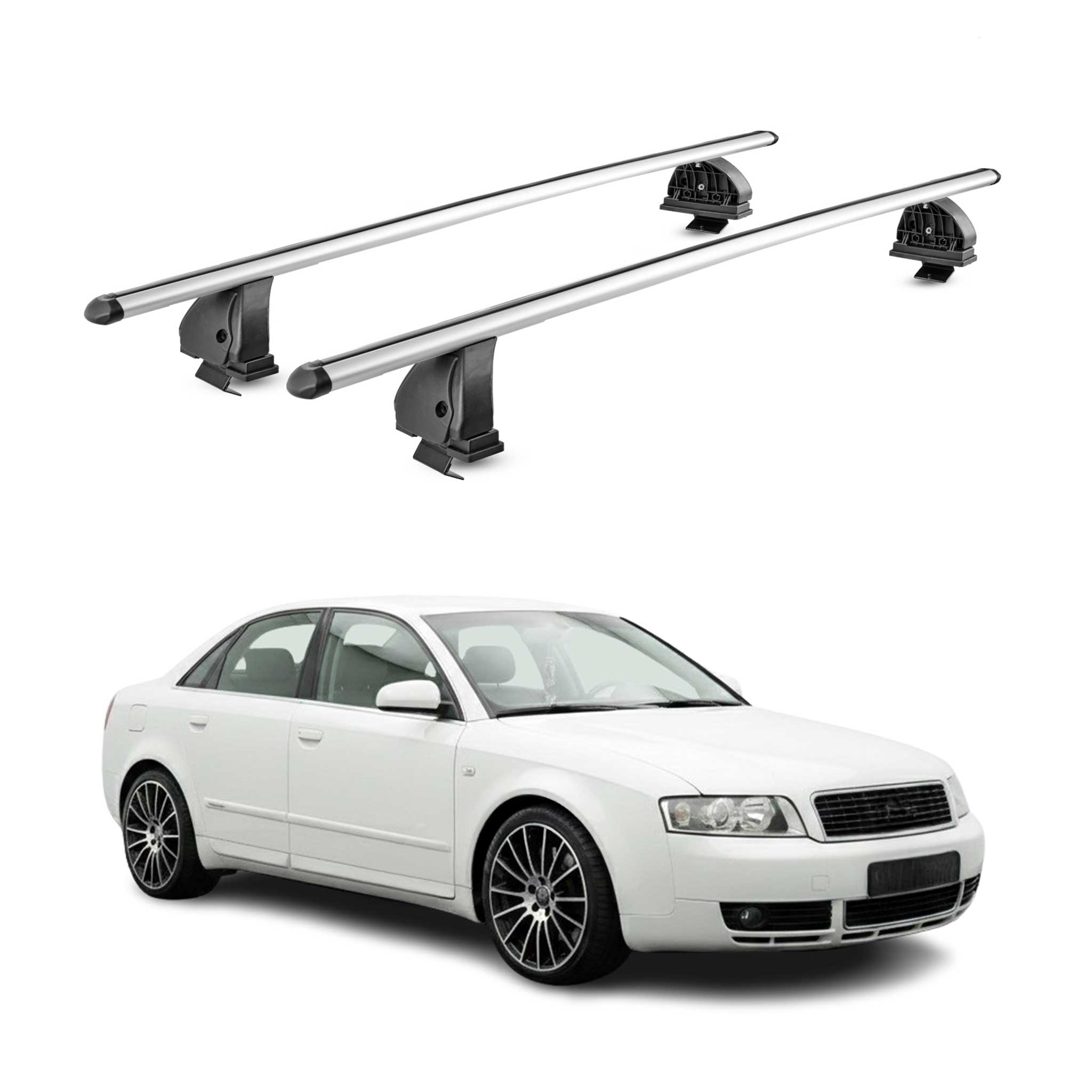 Barres de toit transversales Alu pour Audi A4 B6 Limo 2001-2004 TÜV Gris 2Pcs