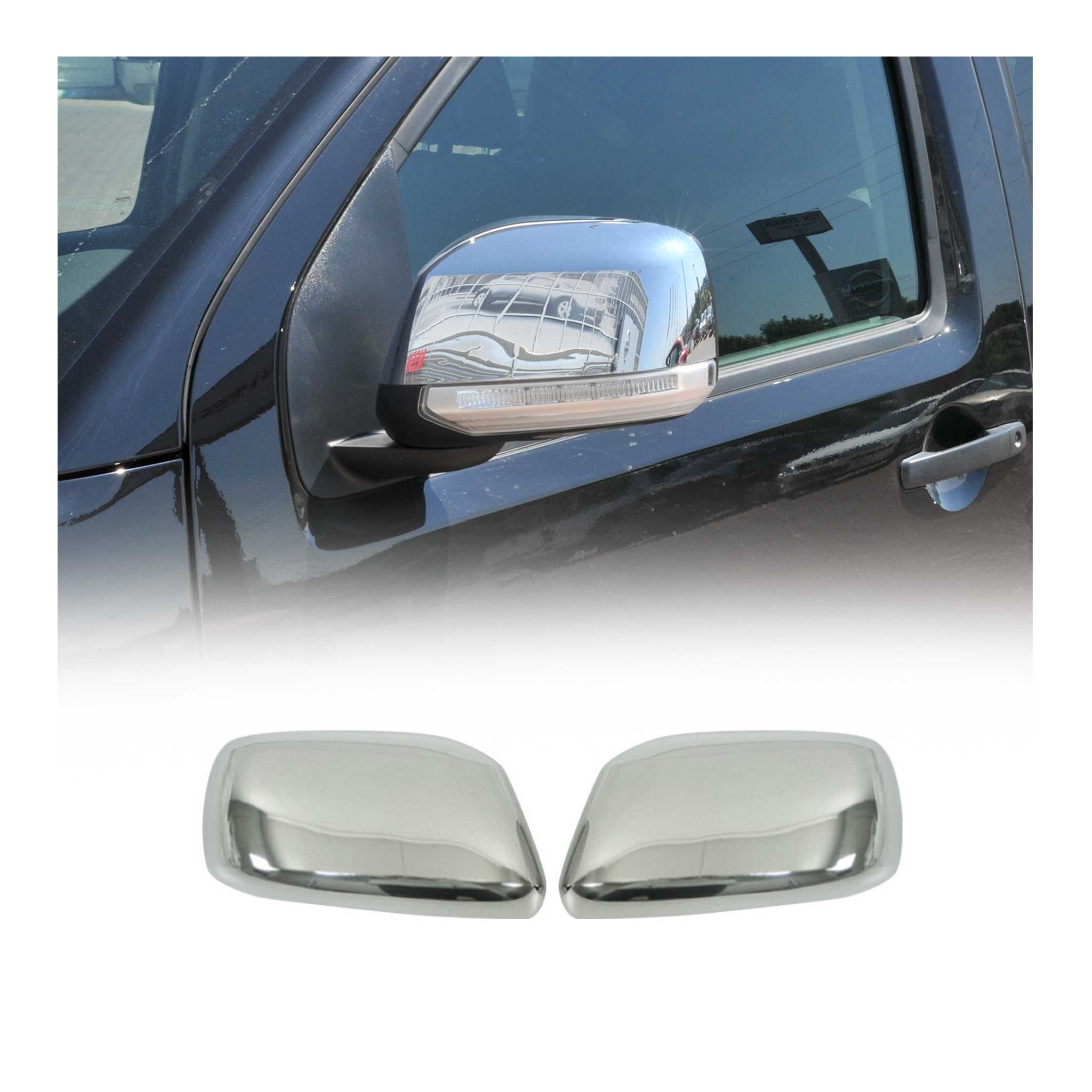 Coques de Rétroviseurs pour Nissan Navara 2005-2015 en Acier Chromé Argent
