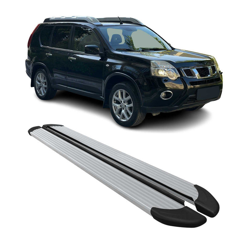 Marchepieds Latéraux pour Nissan X-Trail T31 2007-2014 Aluminium Argent 2Pcs