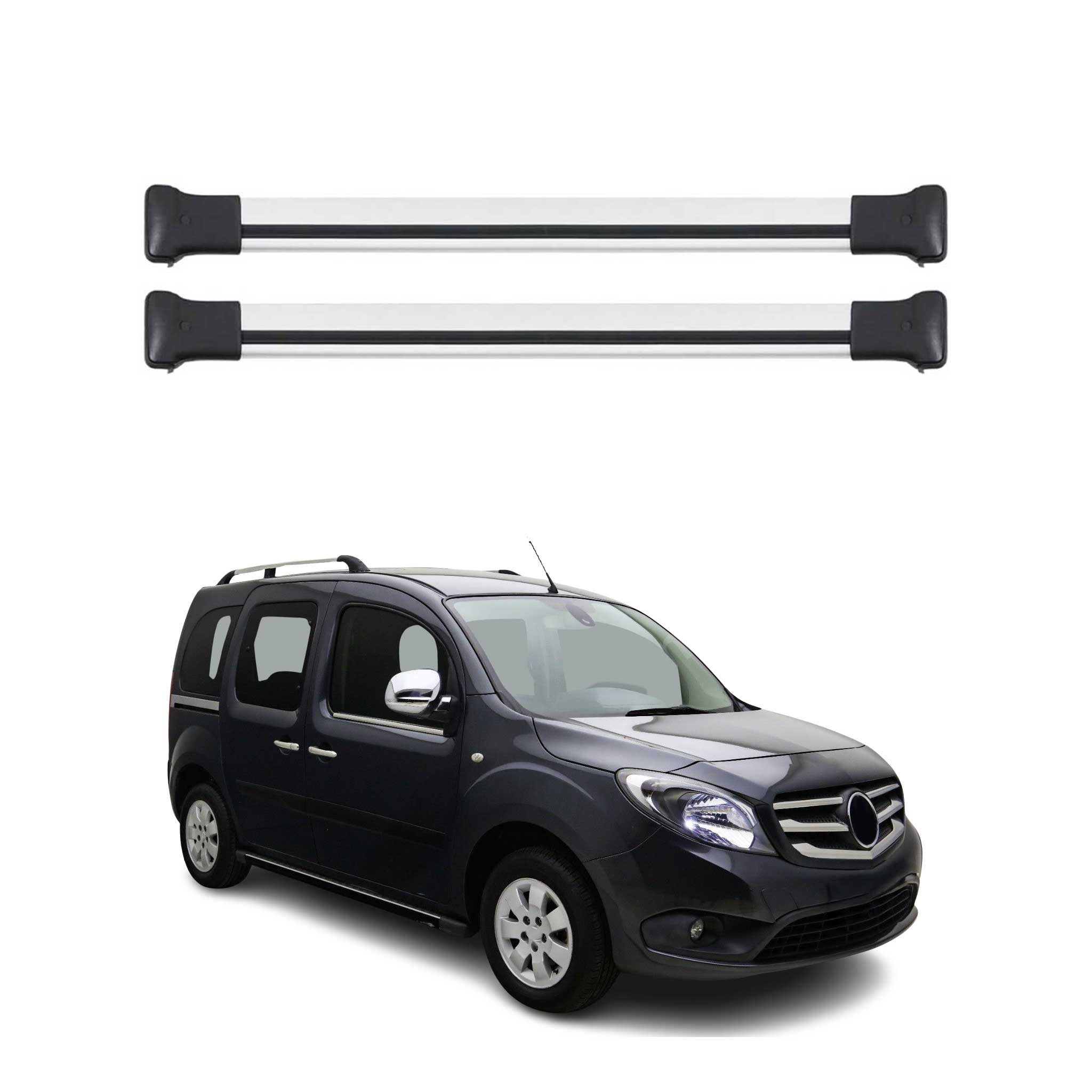Barres De Toit Transversales pour Mercedes Citan 2012-2021 Alu Gris 2x