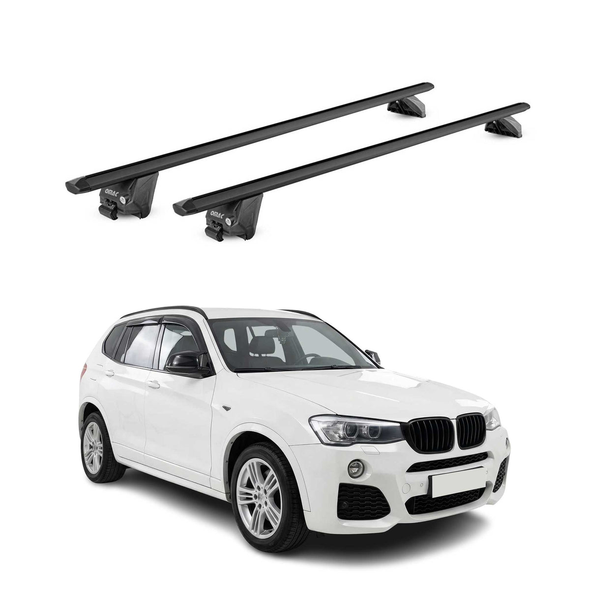 Barres de toit transversales pour BMW X3 F25 2010-2017 Alu Noir 2 pièces ABE