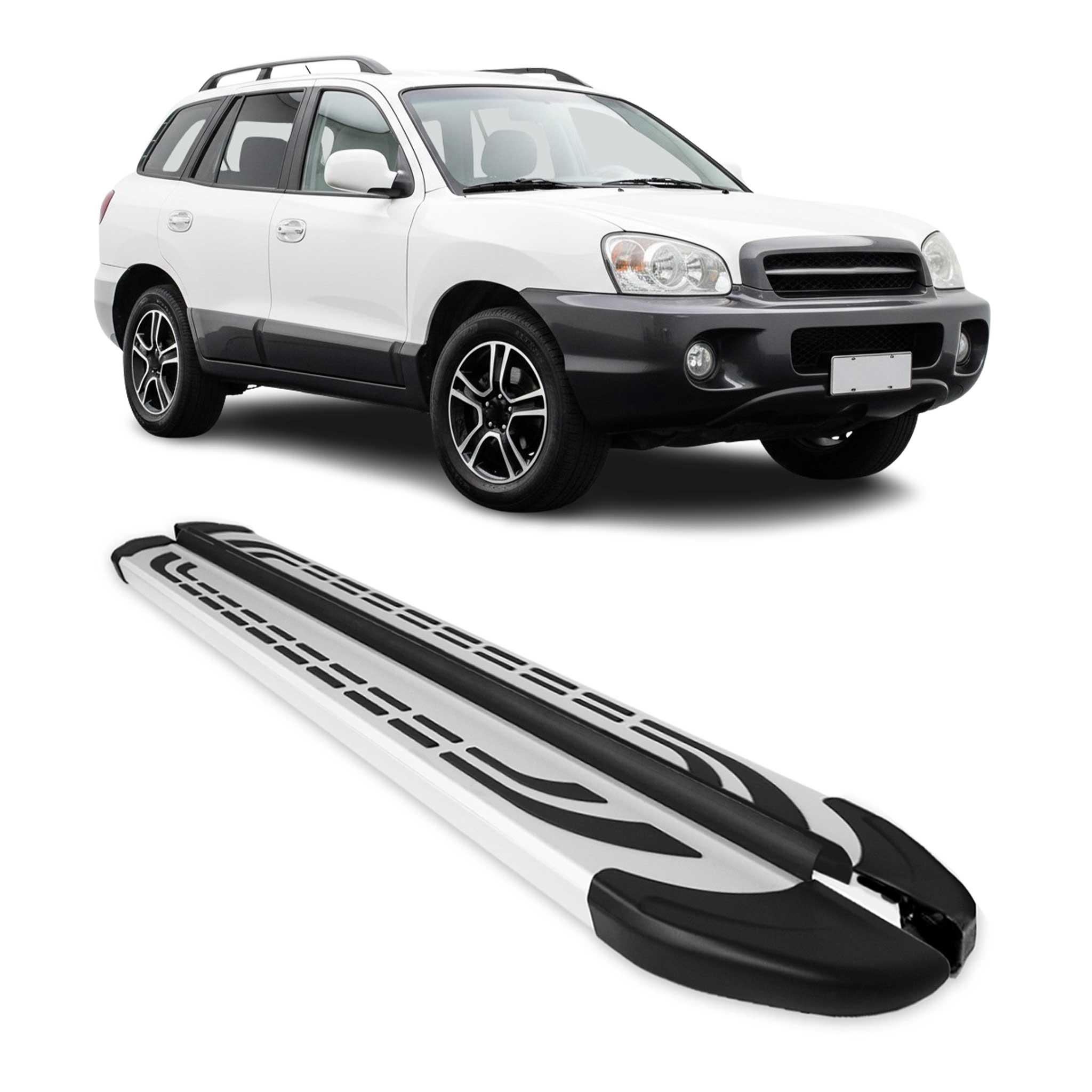 Marchepieds Latéraux pour Hyundai Santa Fe 2000-2006 Aluminium Gris 2Pcs