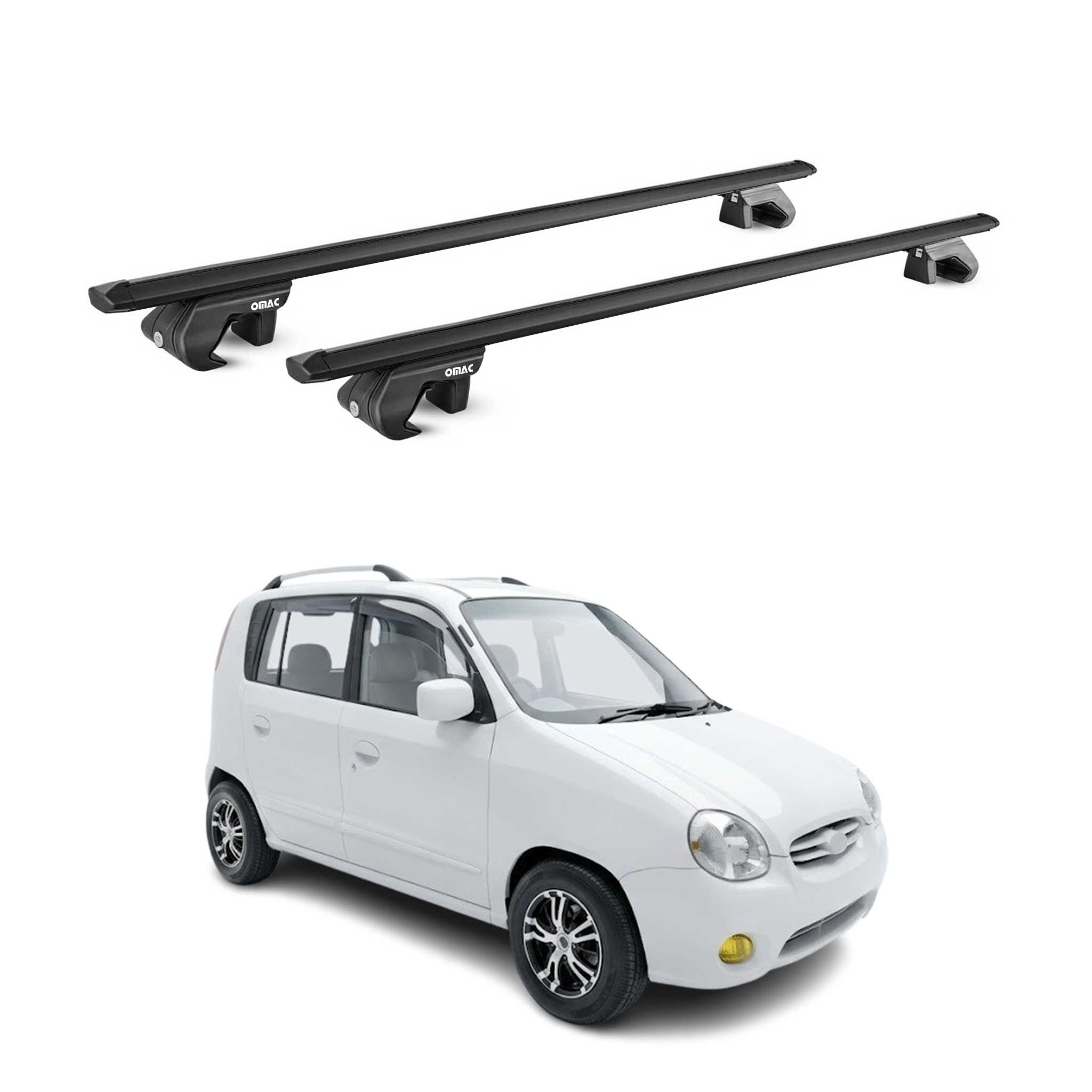 Barres de toit transversales pour Hyundai Atos 1997-2007 Aluminium Noir ABE