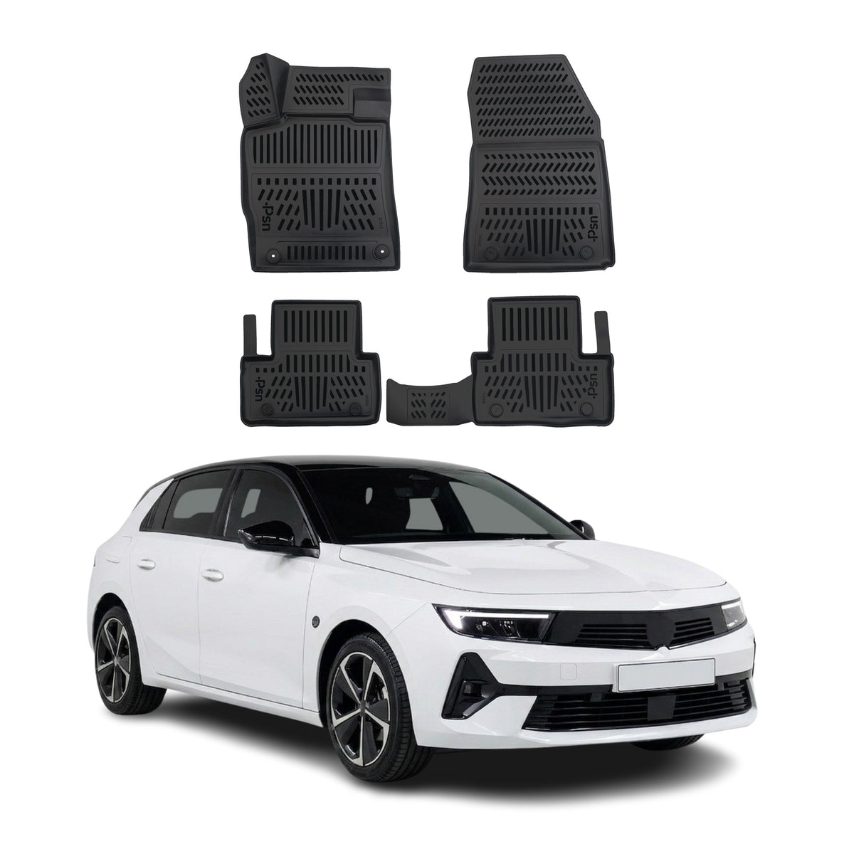 Tapis de sol pour Opel Astra L 2021-2027 Noir 3D en Caoutchouc TPE 4Pcs