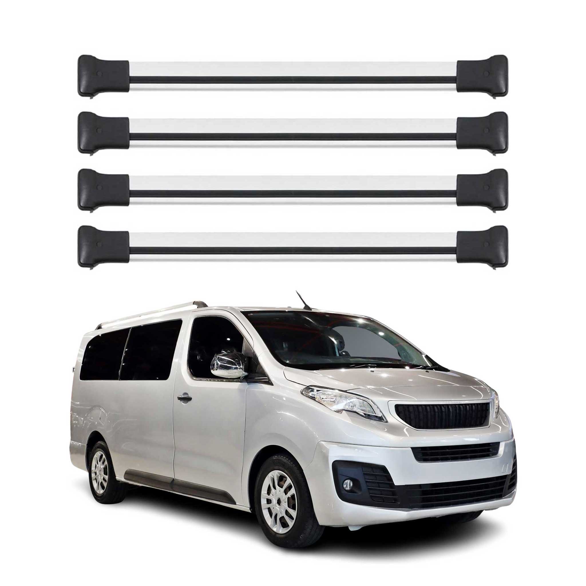 Barres de Toit transversales pour Peugeot Expert / Traveller 2016-2026 Argent 4x