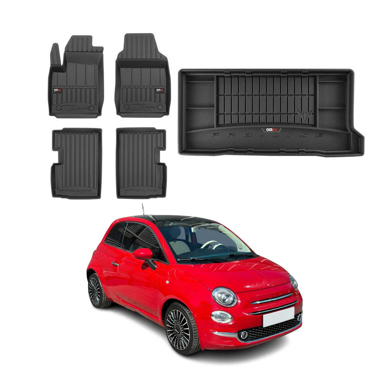 Kit Tapis de Sol et Coffre pour Fiat 500 2007-2022 TPE Noir