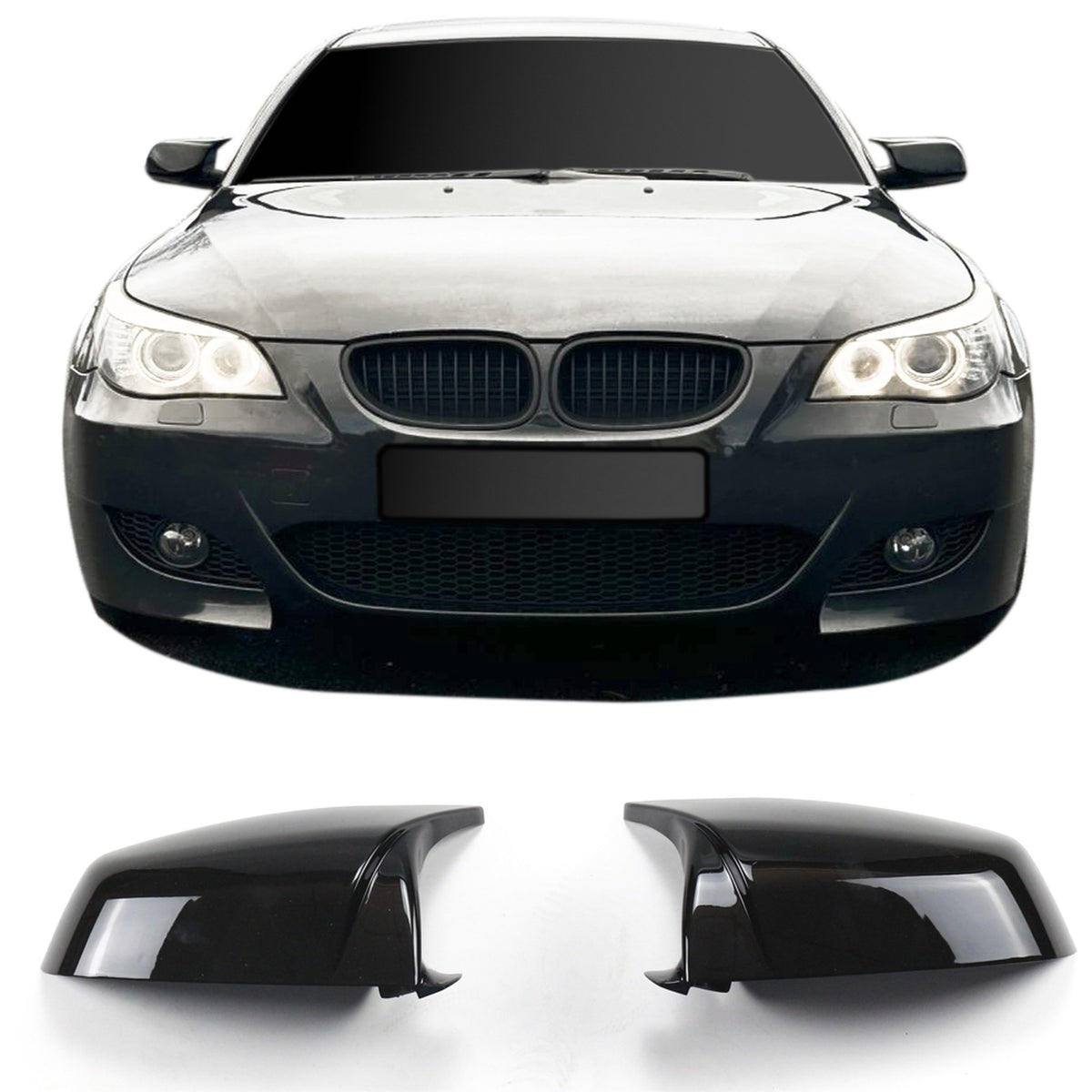 JOM Coques de Rétroviseur pour BMW E60/E61 LCI 2007-2009 Noir Brillant, RHD/LHD