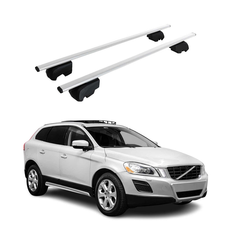 Barres de toit Transversales pour Volvo XC60 2009-2017 Fer Argent ABE