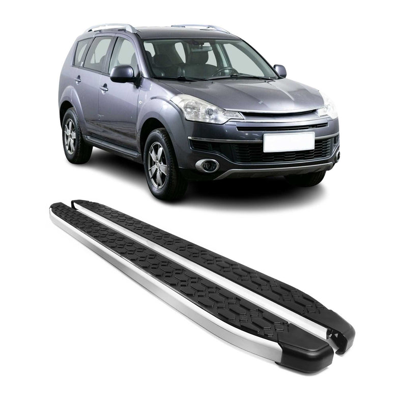 Marchepieds Latéraux pour Citroen C-Crosser 2007-2013 Gris Noir Aluminium 2Pcs