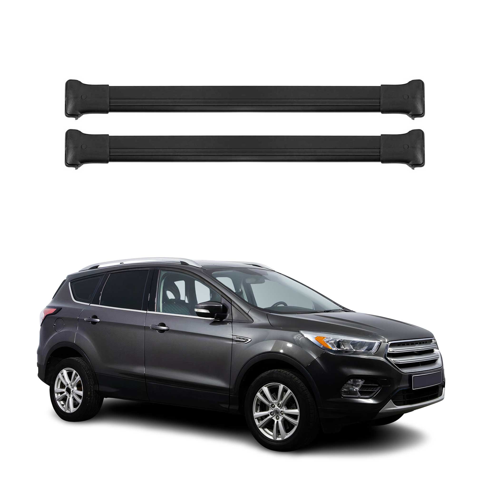 Barres de toit transversales pour Ford Kuga II 2012-2019 Aluminium Noir 2Pcs