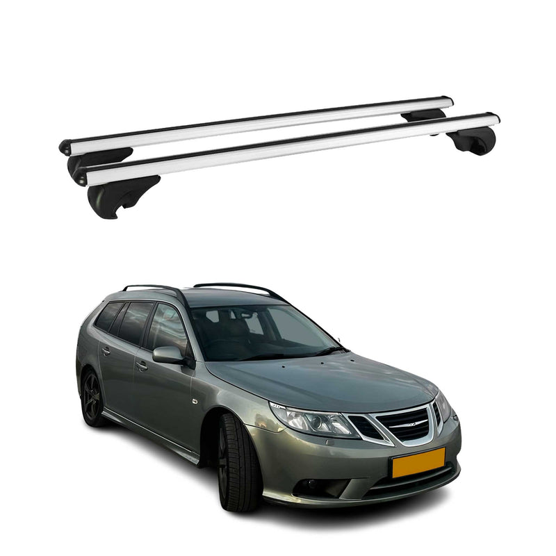 Barres de toit Transversales pour Saab 9-3 Sport Break 2005-2012 Alu Argent