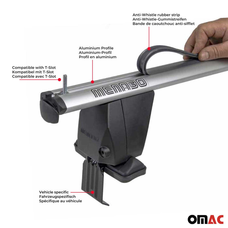 Menabo Barres de toit Transversales pour Skoda Superb 2008-2013 Gris TUV 2x