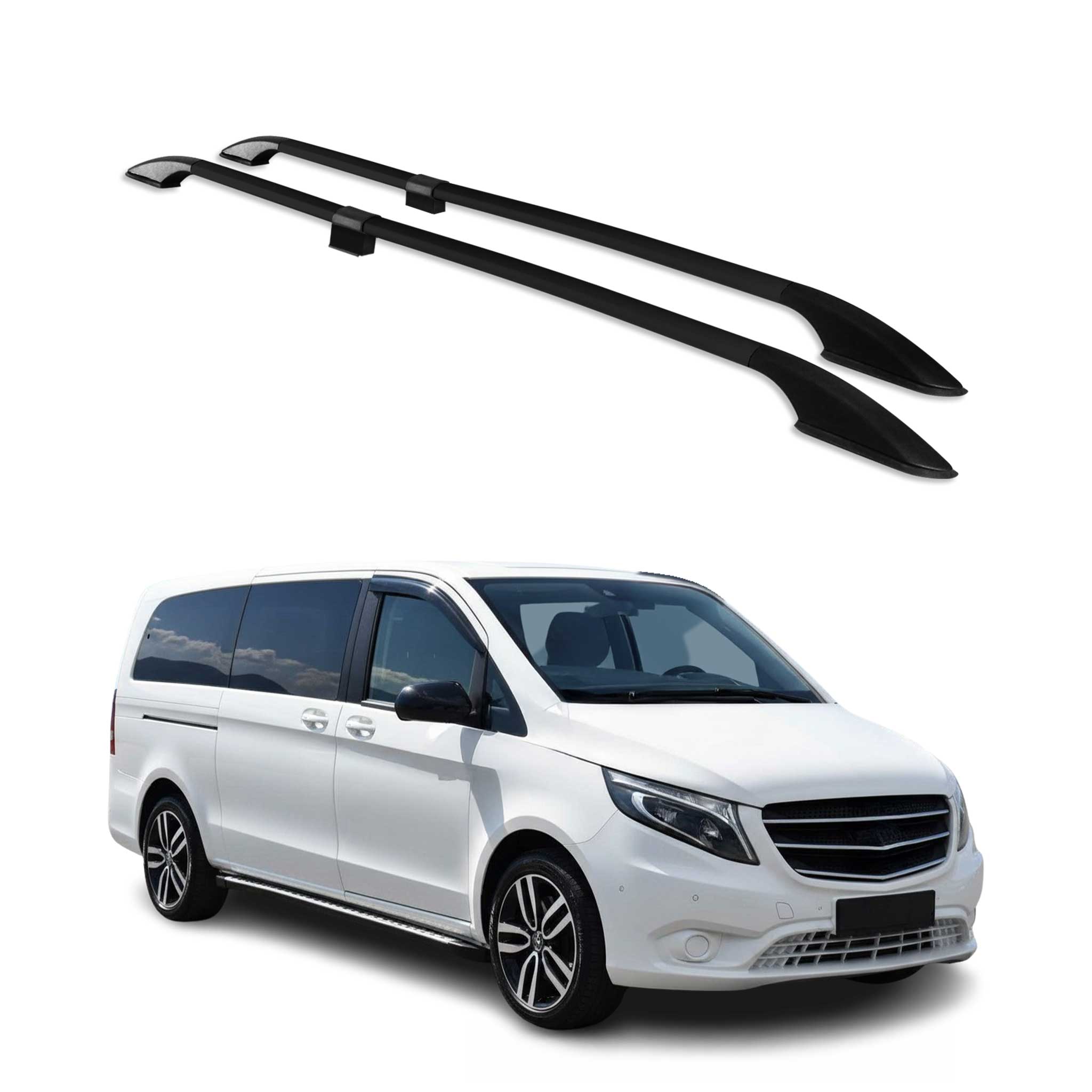 Barres de toit longitudinales pour Mercedes Vito W639 W447 2003-2025 L3 Alu Noir