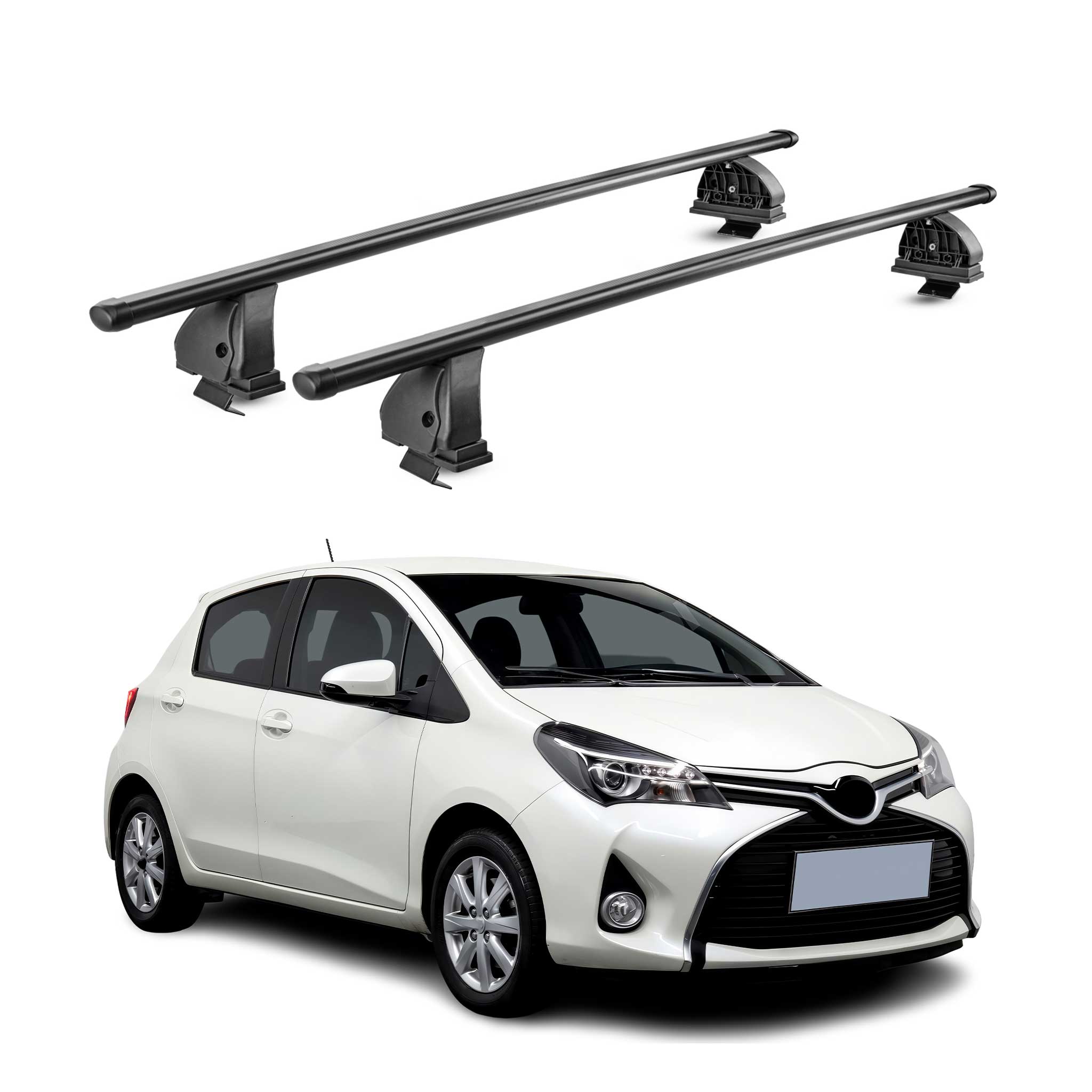 Barres de toit transversales acier pour Toyota Yaris III HB 2012-2019 Noir 2Pcs