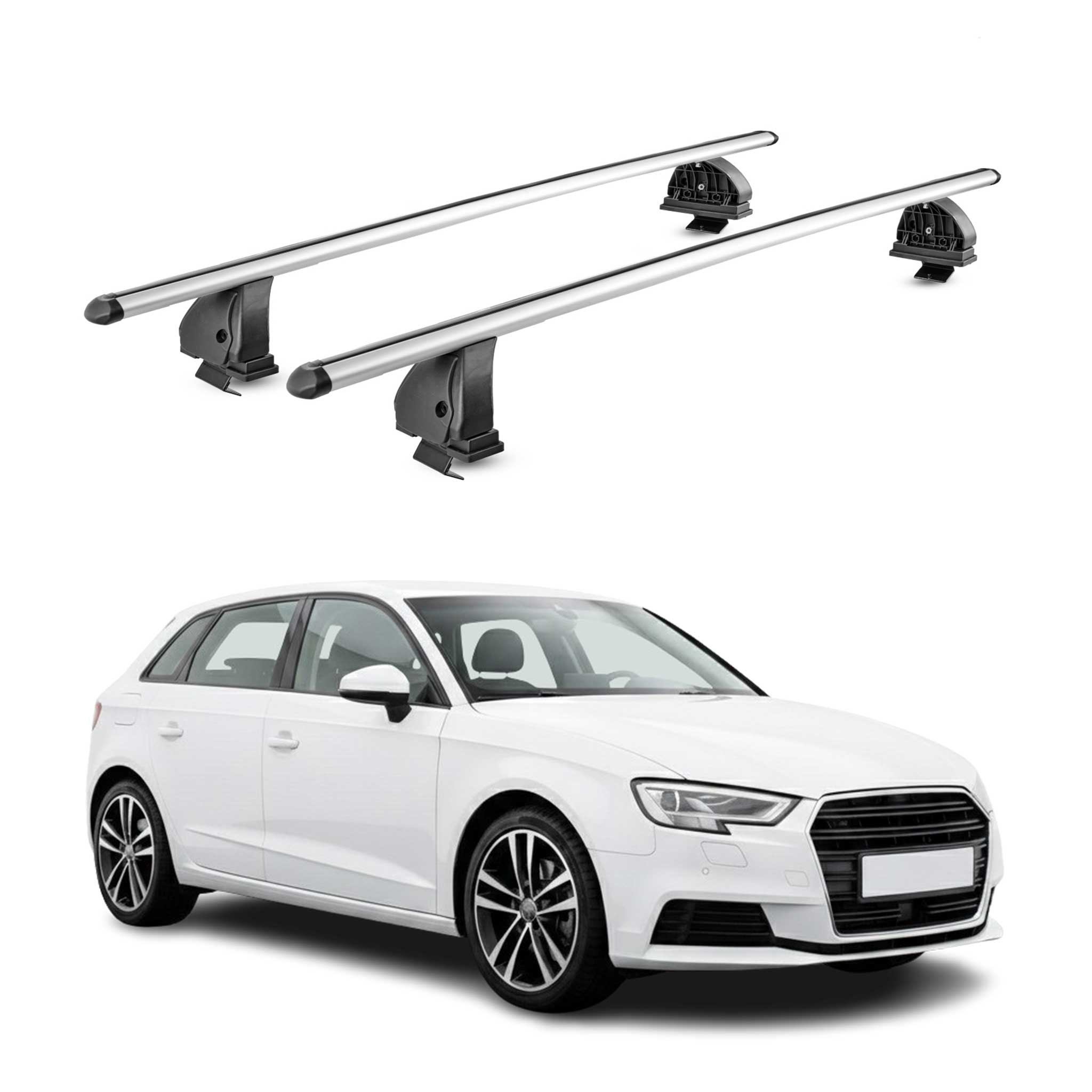 Barres de toit transversales Alu pour Audi A3 8V Sportback 2012-2020 TÜV Gris 2x