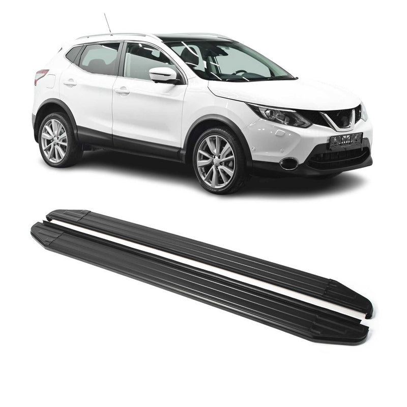 Marchepieds Latéraux pour Nissan Qashqai 2013-2018 Alu Noir ABE