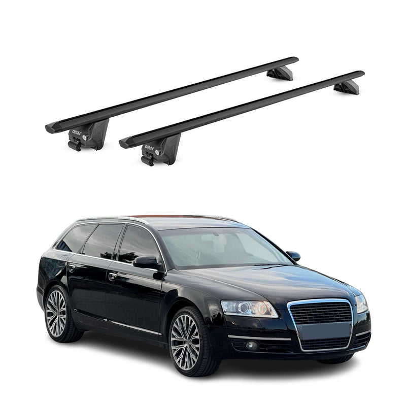 Barres de toit transversales pour Audi A6 SW C6 2005-2011 Alu Noir 2 pièces ABE