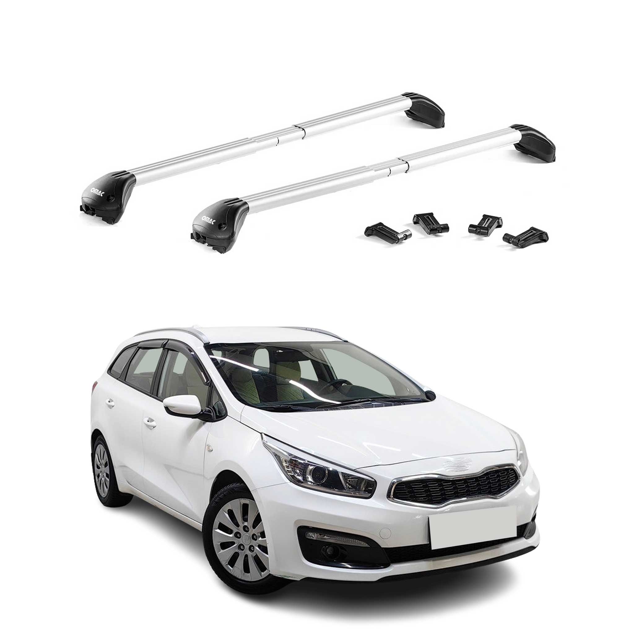 Barres de toit transversales pour Kia Ceed II Break 2012-2018 Aluminium Gris ABE