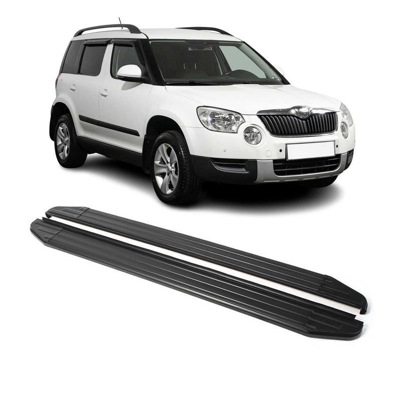 Marchepieds Latéraux pour Skoda Yeti 2009-2023 Alu Noir ABE