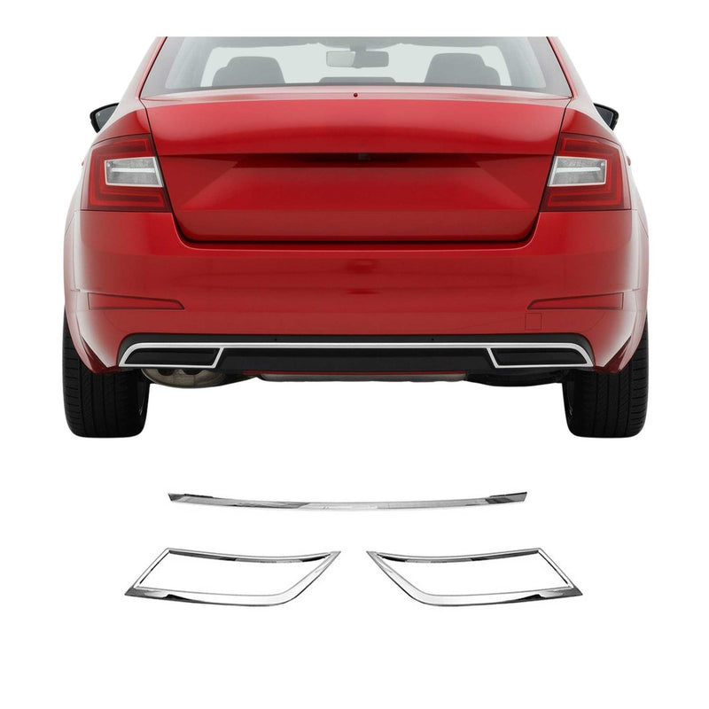 Garniture de Diffuseur de Pare-chocs Arrière pour Skoda Octavia 2012-2019 3Pcs