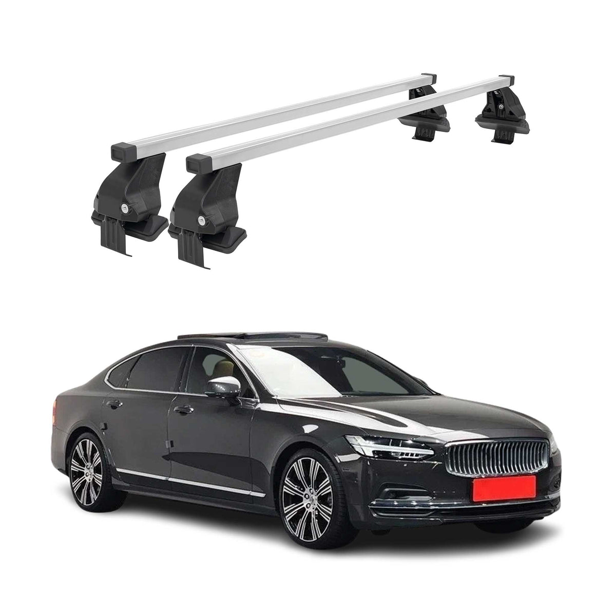 Barres de toit transversales pour Volvo S90 2017-2025 Acier Gris