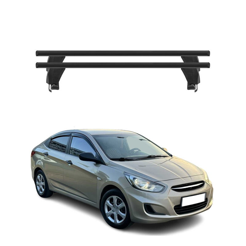 Barres de toit Transversales pour Hyundai Accent IV SD 2011-2018 Alu Noir 2x