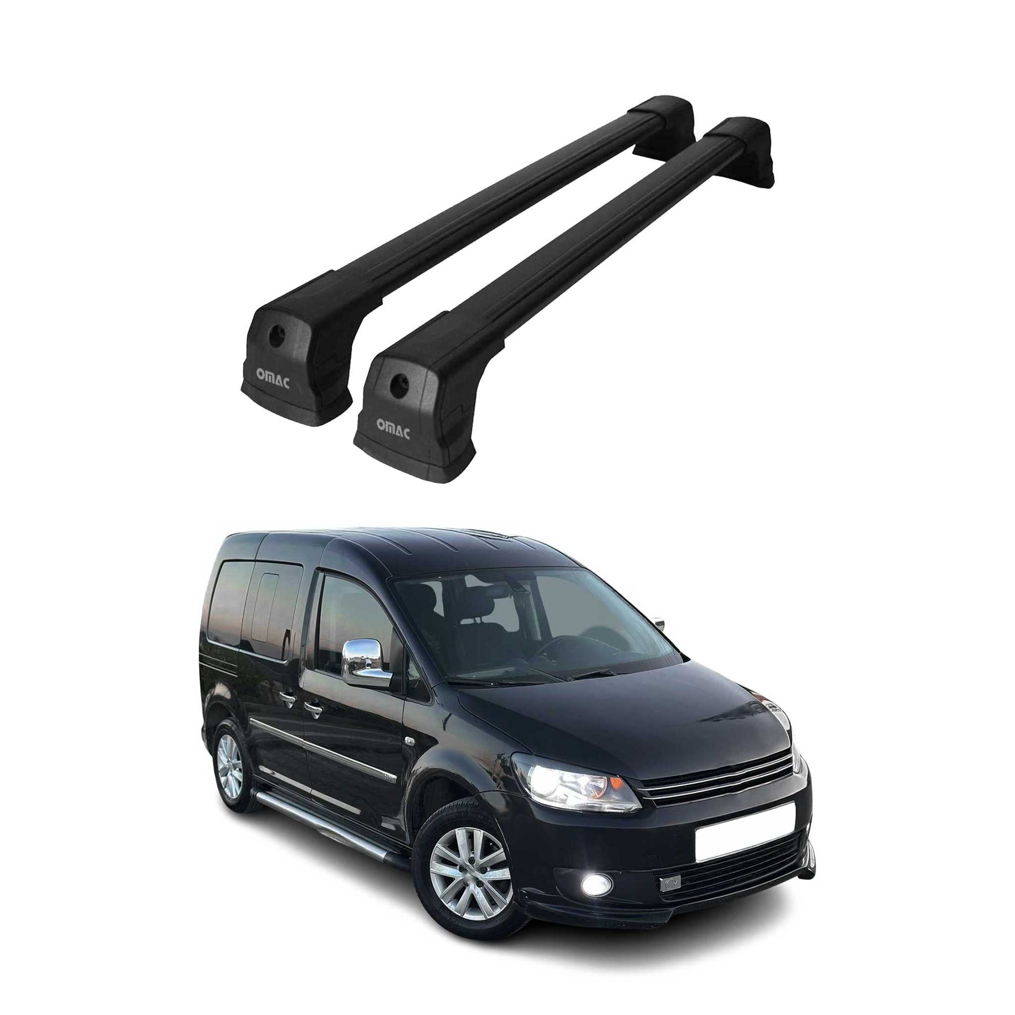 Barres de toit transversales pour VW Caddy 2003-2015 Aluminium Noir