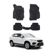 Tapis de sol pour Seat Ateca 2016-2026 Noir 3D en Caoutchouc TPE 4Pcs