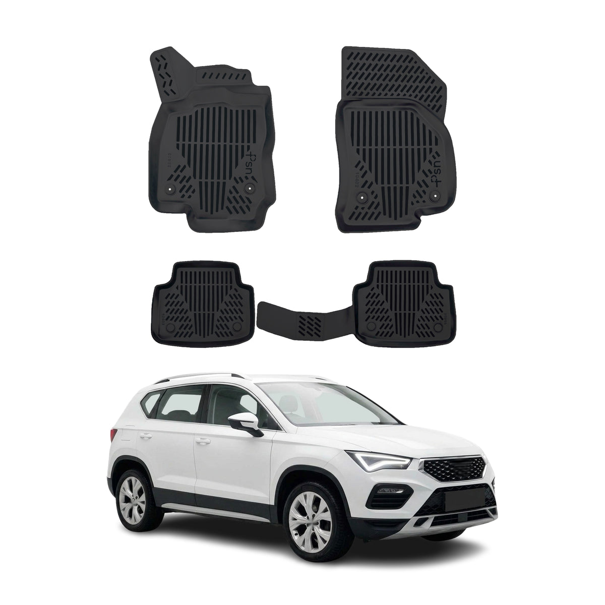 Tapis de sol pour Seat Ateca 2016-2026 Noir 3D en Caoutchouc TPE 4Pcs
