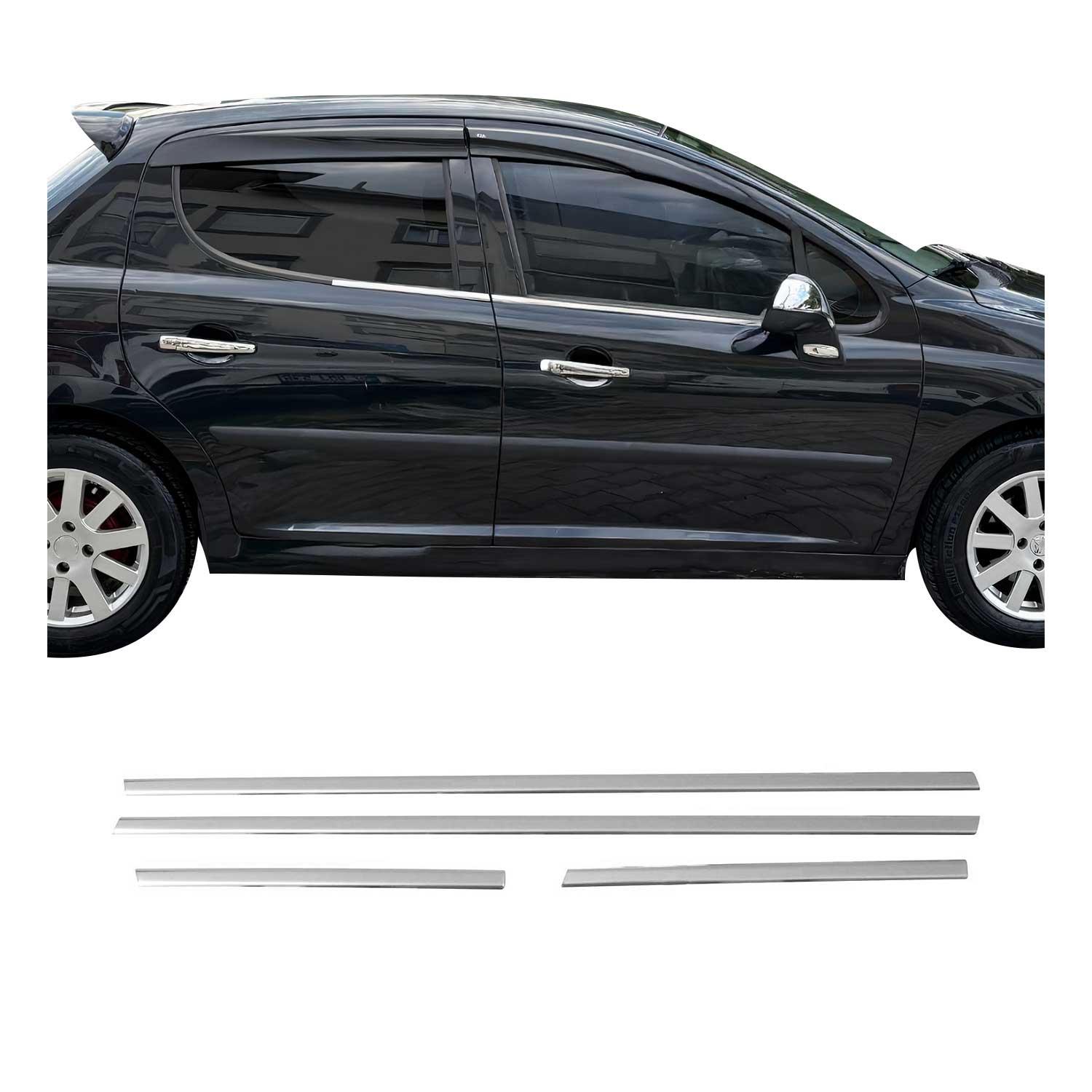 Garniture de Fenêtre pour Peugeot 207 HB 2006-2012 Acier Inox 4Pcs