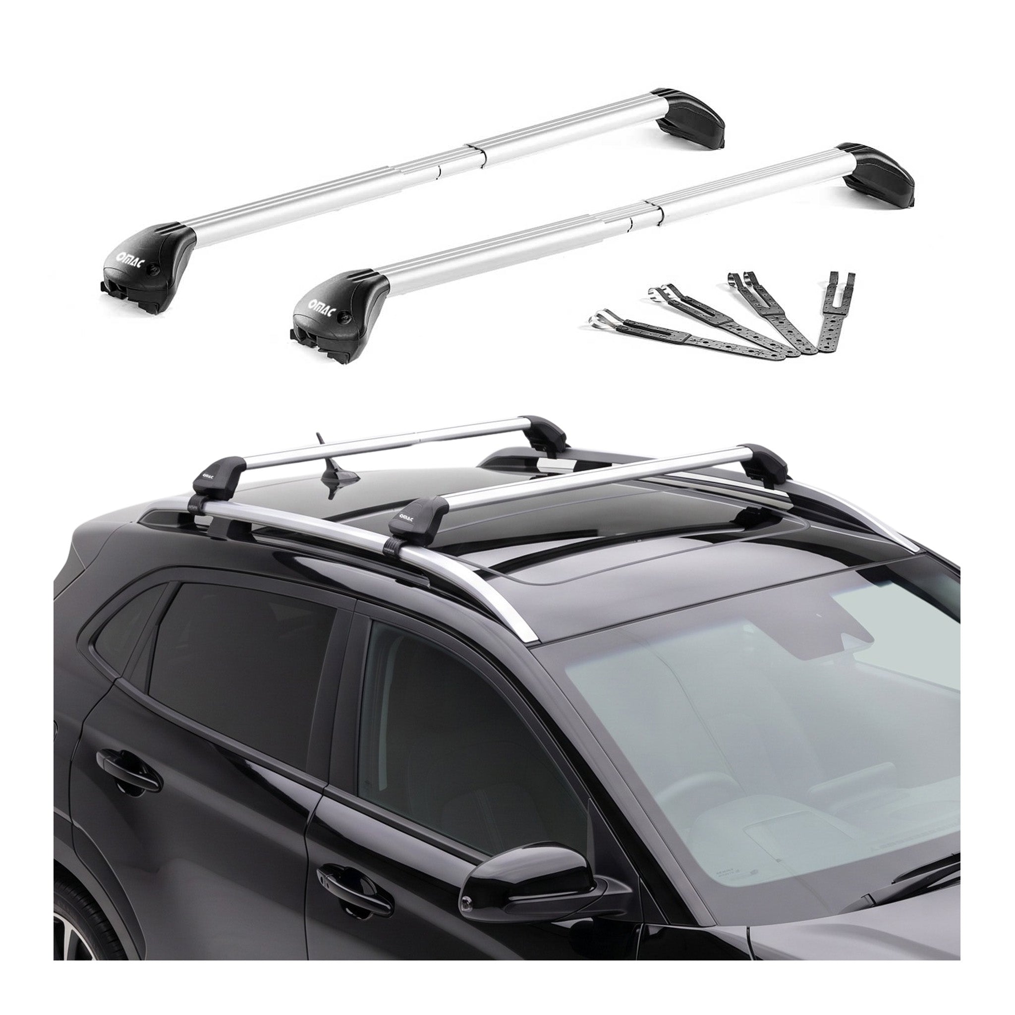 Barres de toit pour Renault 4 E-Tech 2025-26 Aluminium Gris Argenté 2 pièces ABE