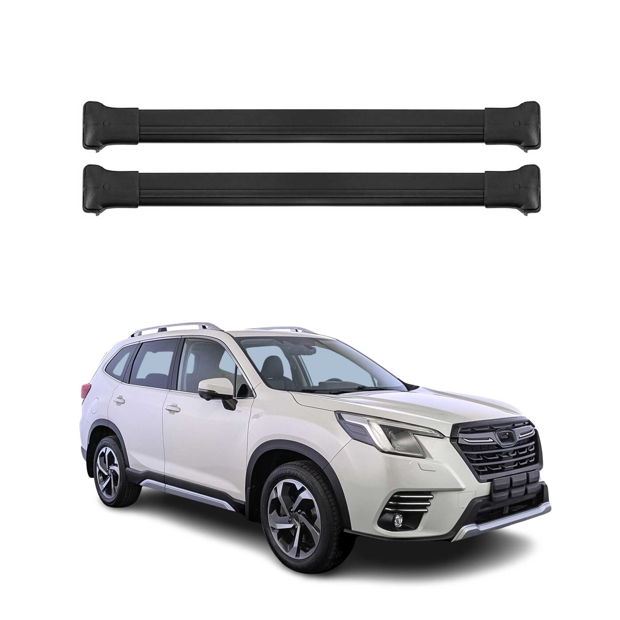 Barres de toit transversales pour Subaru Forester V 2018-2025 Aluminium Noir 2x