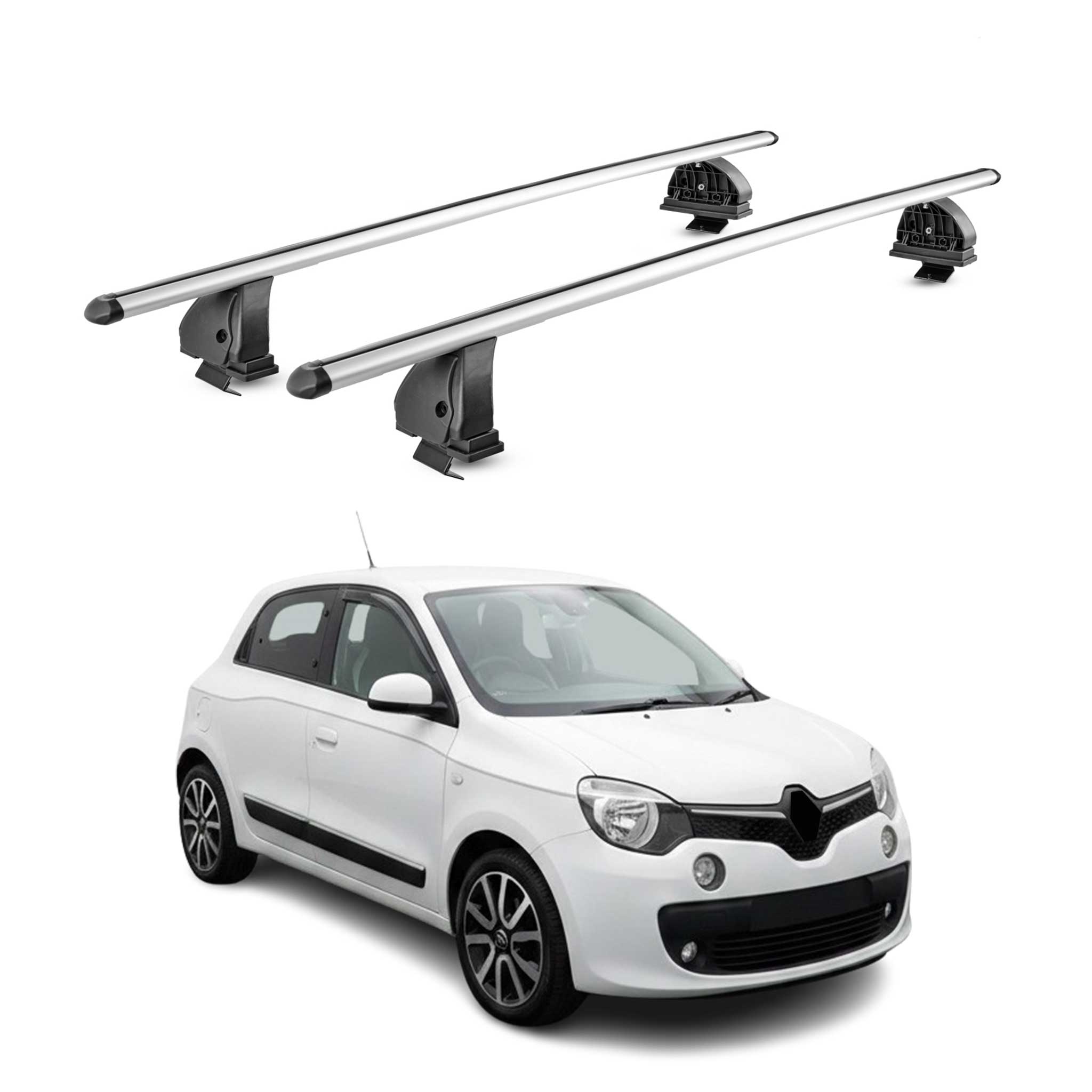 Barres de toit transversales Alu pour Renault Twingo III 2014-2024 TÜV Gris 2Pcs