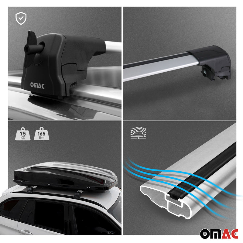 Barres De Toit Transversales pour Hyundai Bayon 2021-2025 Aluminium Gris ABE