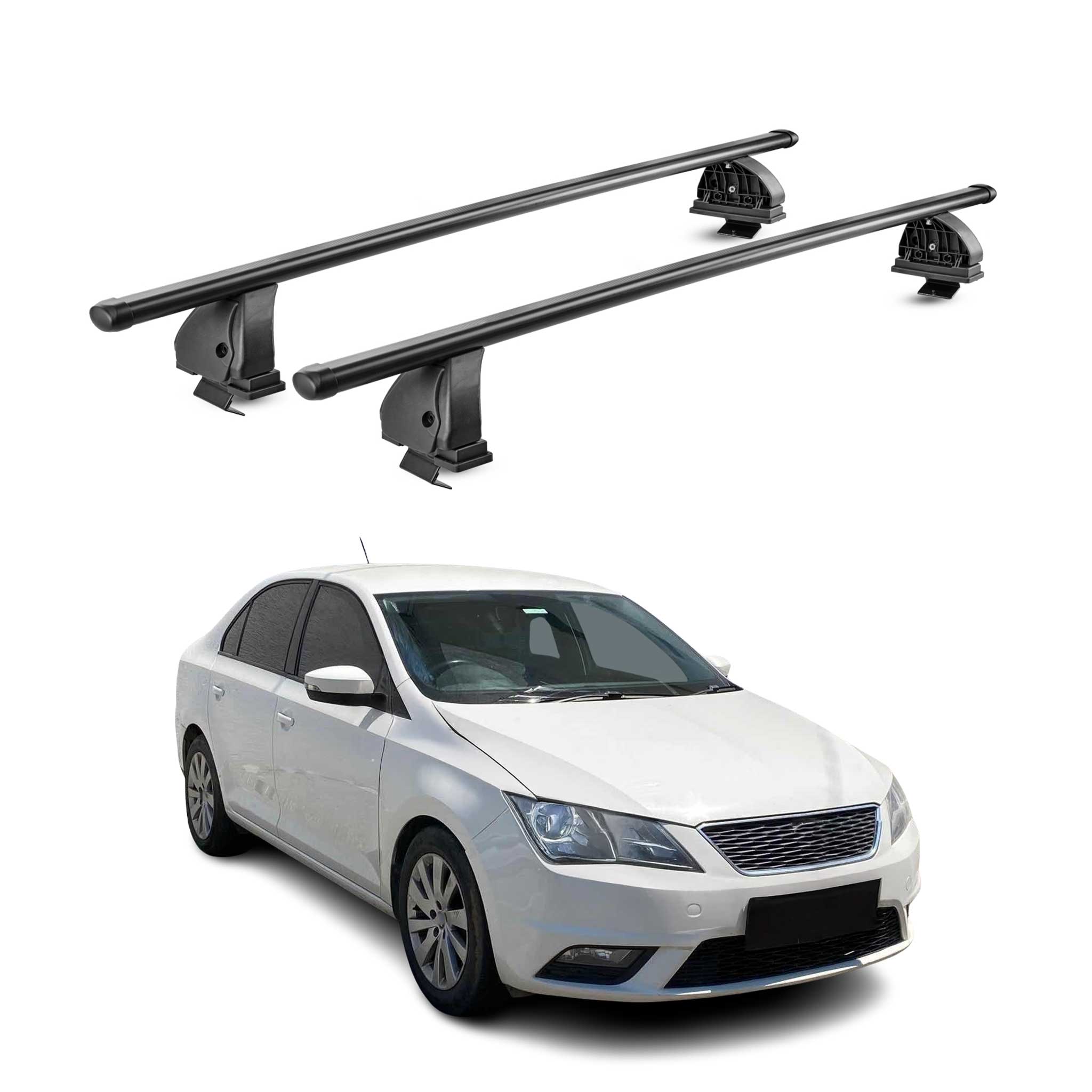 Barres de toit transversales acier pour Seat Toledo IV 2012-2019 TÜV Noir 2Pcs