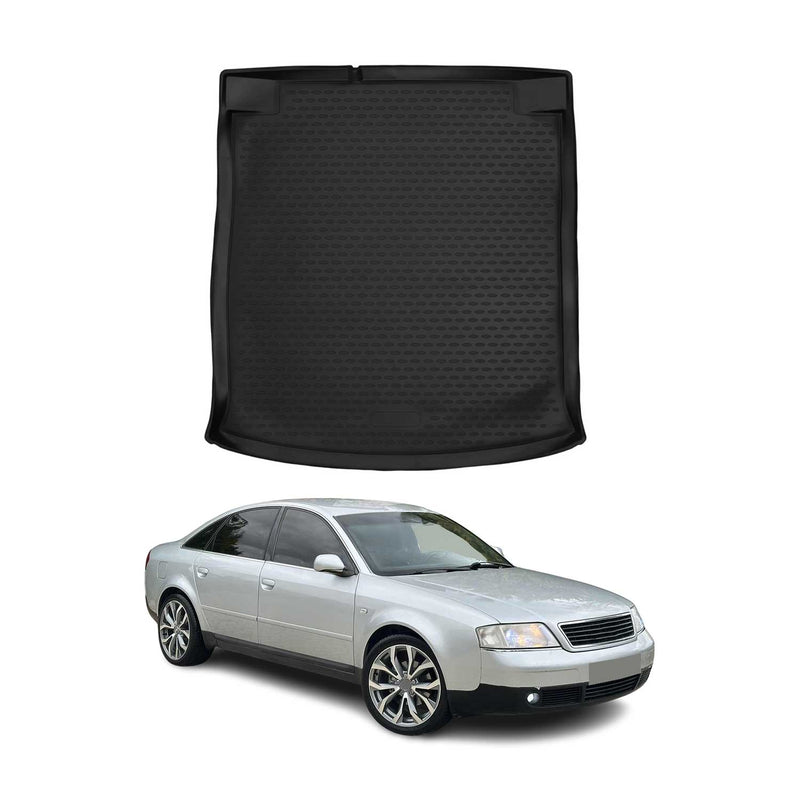 OMAC Tapis de coffre pour Audi A6 C5 Berline 1997-2004 caoutchouc TPE Noir