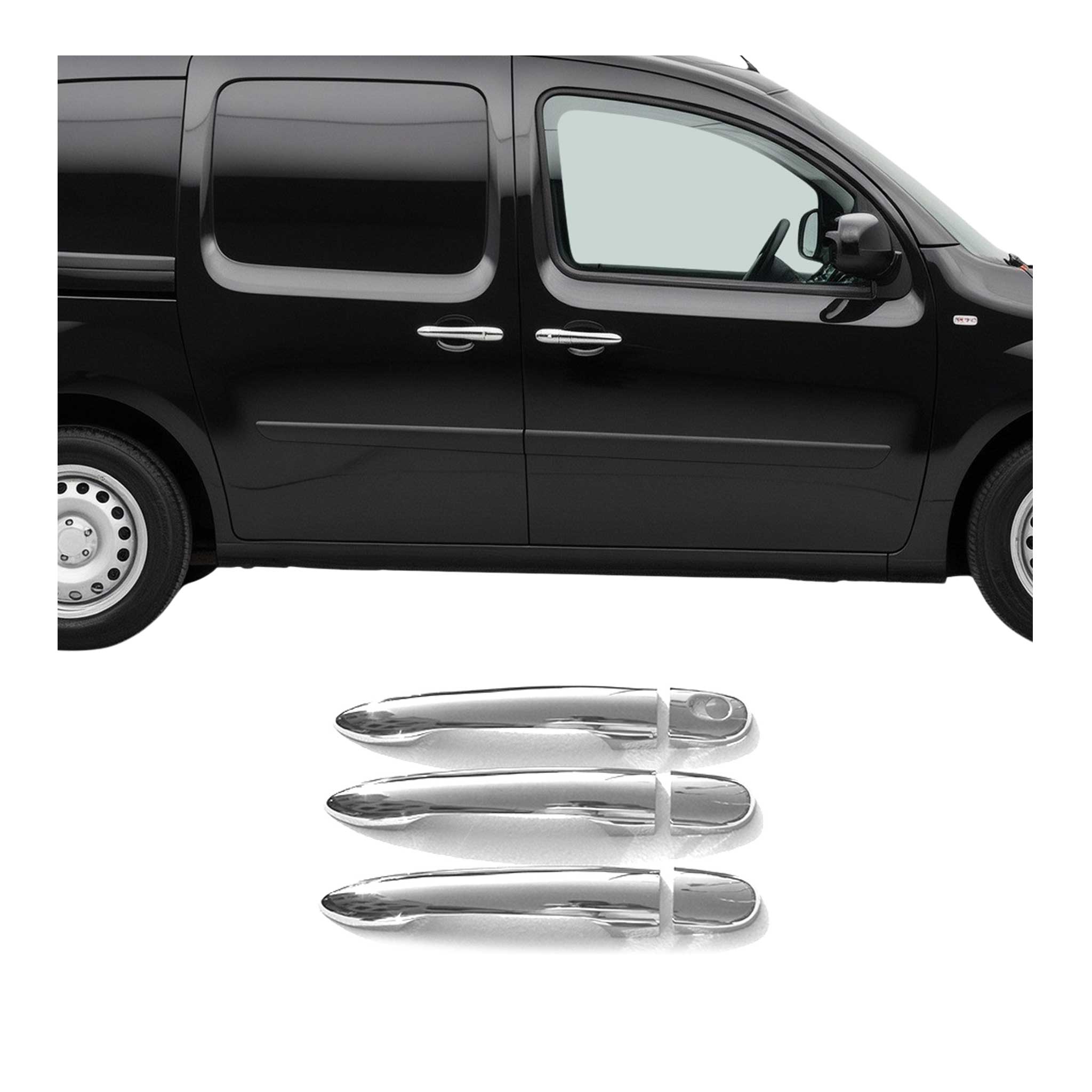 Couverture de poignée de porte pour Renault Kangoo 2008-2021 en Acier Inoxydable