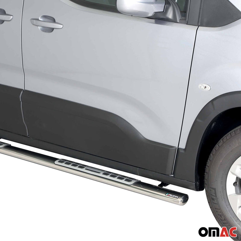 Marchepieds Latéraux pour Peugeot Rifter 2018-2025 Acier Inoxy Argent
