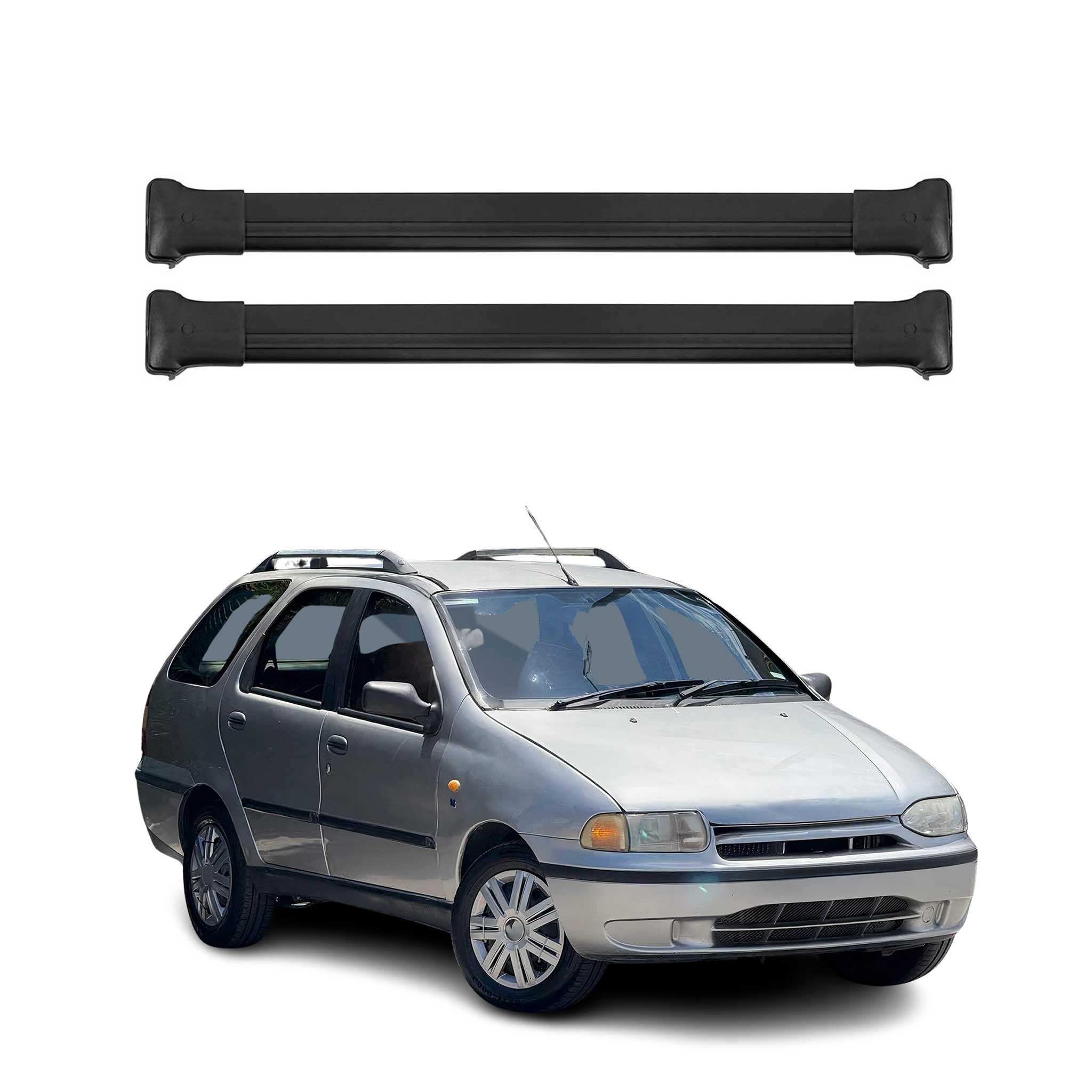 Barres de toit transversales pour Fiat Palio Weekend 1996-2011 Aluminium Noir 2x