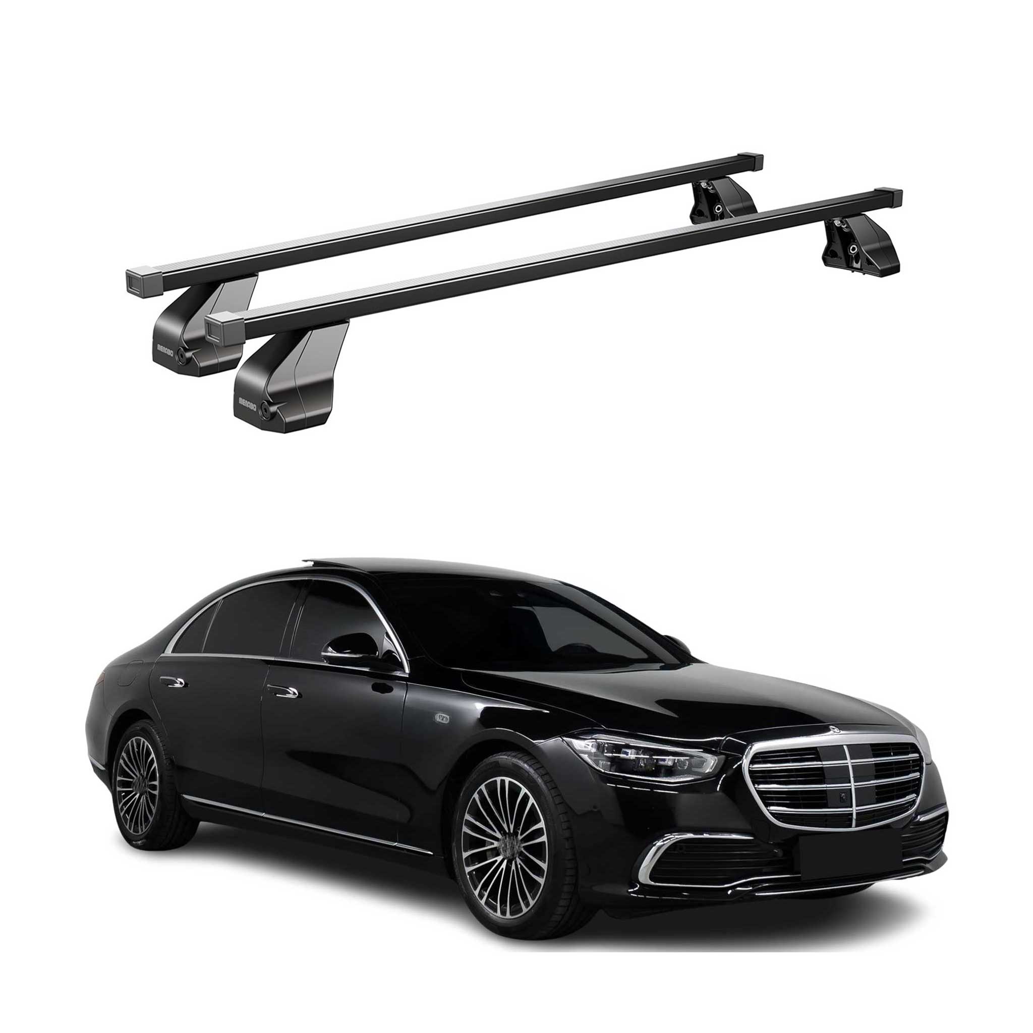 Barres de toit transversales pour Mercedes Classe S W223 2021-2026 Acier Noir 2x