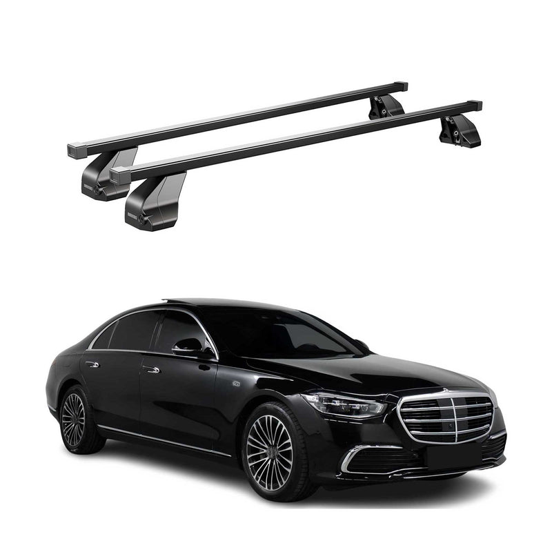 Barres de toit transversales pour Mercedes Classe S W223 2020-2025 Acier Noir 2x