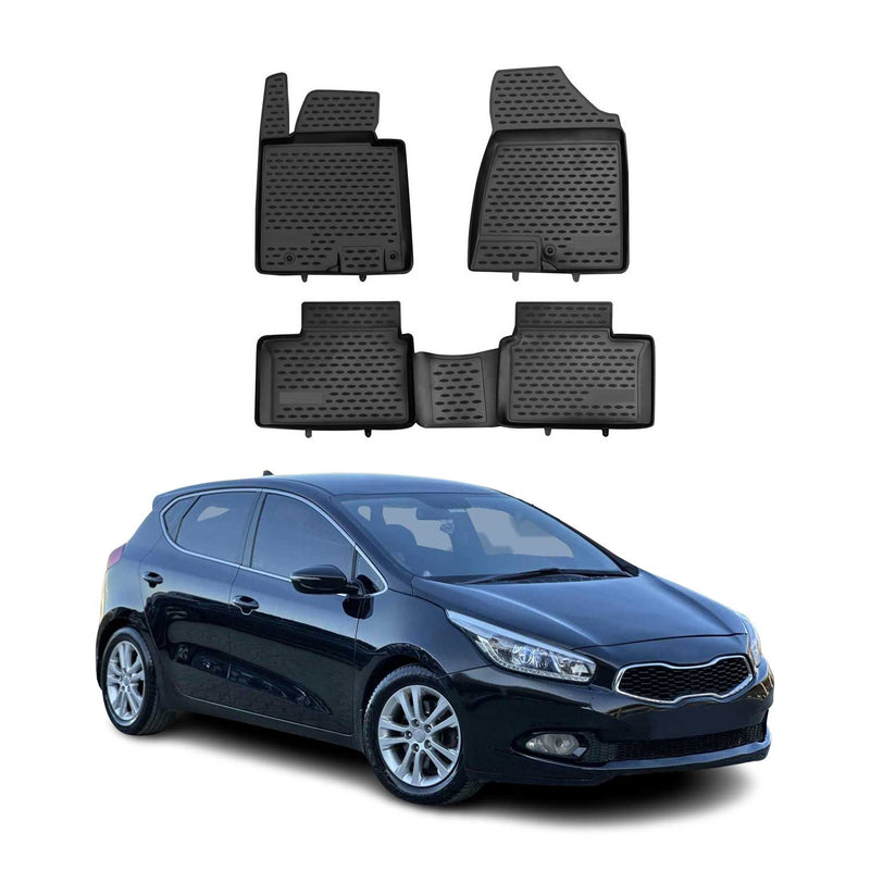 OMAC Tapis de sol pour Kia Ceed 2012-2018 sur mesure en caoutchouc Noir